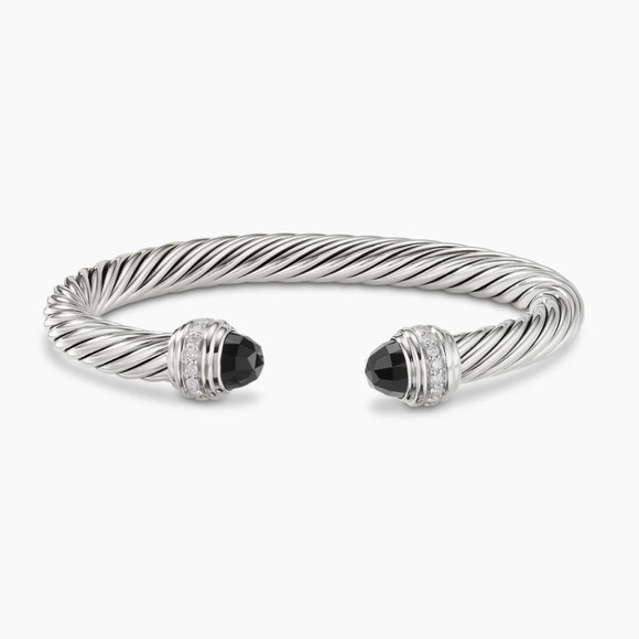 David Yurman Jewelry - DAVID YURMAN Cable Link Diamond Onyx Bangle 5mm